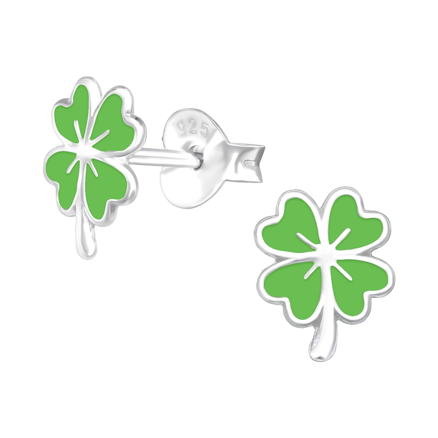 Silver Clover Ear Studs