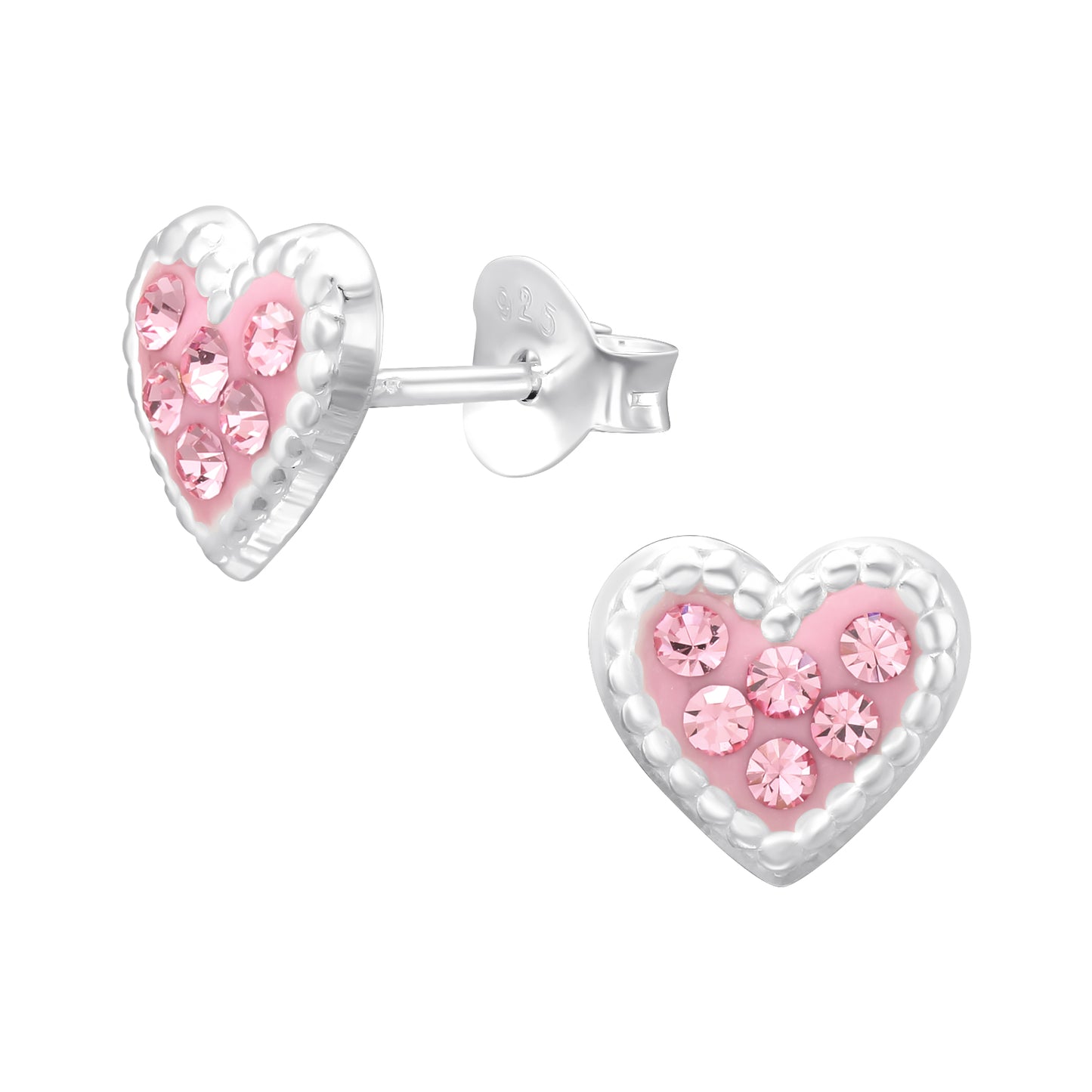 Silver Heart Ear Studs