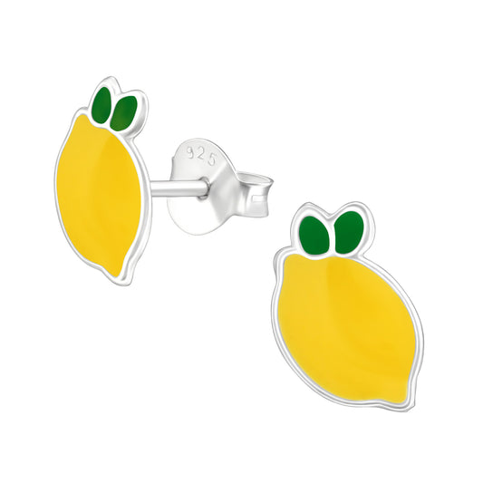 Children's Silver Lemon Ear Studs