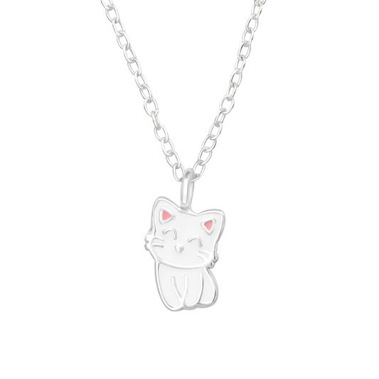 Children's Silver Cat Necklace