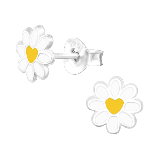 Children's Silver Daisy Ear Studs