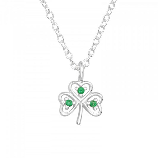 Clover Sterling Silver Necklace with Cubic Zirconia