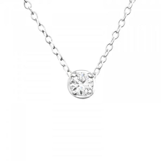 Silver Round Necklace with Cubic Zirconia