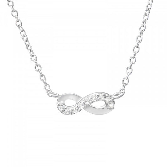 Silver Infinity Necklace with Cubic